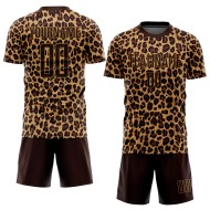 Gold Leopard Soccer Uniform Brown Brown-Old Jersey Sublimation Custom Gold Leopard Soccer Uniform Brown Brown-Old Jersey Sublimation Custom