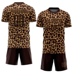 Gold Leopard Soccer Uniform Brown Brown-Old Jersey Sublimation Custom Gold Leopard Soccer Uniform Brown Brown-Old Jersey Sublimation Custom