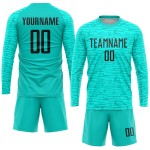 Black Soccer Aqua Custom Jersey Sublimation Uniform Black Soccer Aqua Custom Jersey Sublimation Uniform