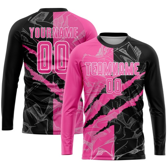 Soccer Jersey Pattern Sublimation Uniform Graffiti Black-White Scratch Custom Pink Soccer Jersey Pattern Sublimation Uniform Graffiti Black-White Scratch Custom Pink