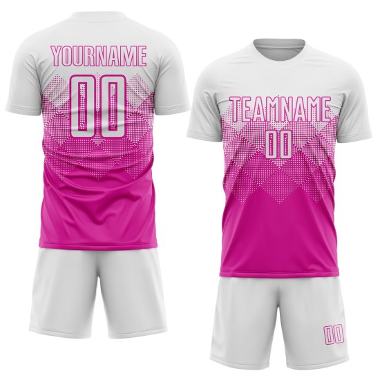 Soccer White Custom Deep Jersey Pink Sublimation Uniform Soccer White Custom Deep Jersey Pink Sublimation Uniform