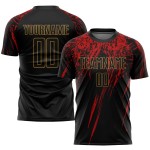 Uniform Black Custom Gold-Red Old Sublimation Jersey Black Soccer