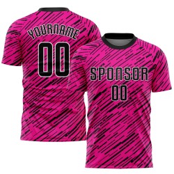 Custom Soccer Jersey Pink Uniform Sublimation Black-White Custom Soccer Jersey Pink Uniform Sublimation Black-White