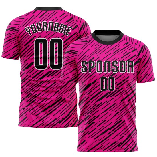 Custom Soccer Jersey Pink Uniform Sublimation Black-White Custom Soccer Jersey Pink Uniform Sublimation Black-White