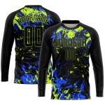 Black Jersey Green-Royal Soccer Neon Uniform Sublimation Custom Black Black Jersey Green-Royal Soccer Neon Uniform Sublimation Custom Black