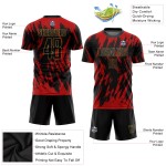 Custom Uniform Black-Old Red Jersey Sublimation Gold Soccer Custom Uniform Black-Old Red Jersey Sublimation Gold Soccer