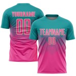 Uniform Teal Custom Soccer Pink-Cream Sublimation Jersey Uniform Teal Custom Soccer Pink-Cream Sublimation Jersey