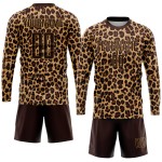 Gold Leopard Soccer Uniform Brown Brown-Old Jersey Sublimation Custom