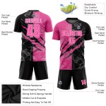 Soccer Jersey Pattern Sublimation Uniform Graffiti Black-White Scratch Custom Pink Soccer Jersey Pattern Sublimation Uniform Graffiti Black-White Scratch Custom Pink