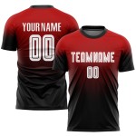 Jersey Soccer Uniform Custom Red Fade Fashion Sublimation White-Black Jersey Soccer Uniform Custom Red Fade Fashion Sublimation White-Black