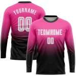 Uniform Custom Fade White-Black Sleeve Jersey Long Sublimation Fashion Soccer Pink Uniform Custom Fade White-Black Sleeve Jersey Long Sublimation Fashion Soccer Pink