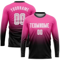 Uniform Custom Fade White-Black Sleeve Jersey Long Sublimation Fashion Soccer Pink Uniform Custom Fade White-Black Sleeve Jersey Long Sublimation Fashion Soccer Pink