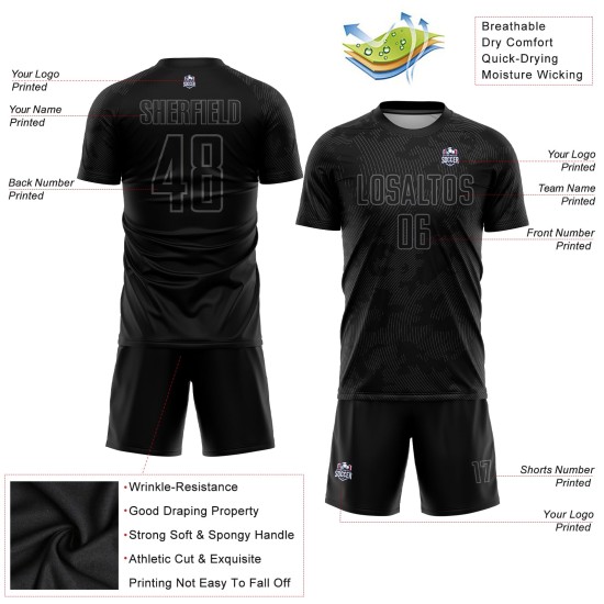 Black Soccer Gray Jersey Sublimation Custom Uniform Black Soccer Gray Jersey Sublimation Custom Uniform