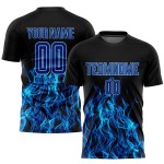 Royal-Light Black Blue Custom Soccer Sublimation Flame Uniform Jersey Royal-Light Black Blue Custom Soccer Sublimation Flame Uniform Jersey