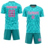Custom Sublimation Jersey Soccer Aqua Uniform Pink-White Custom Sublimation Jersey Soccer Aqua Uniform Pink-White
