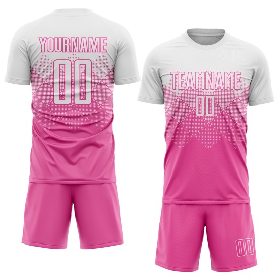 Sublimation White Pink Uniform Custom Jersey Soccer