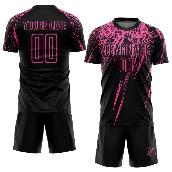Custom Jersey Uniform Soccer Sublimation Black Pink Custom Jersey Uniform Soccer Sublimation Black Pink