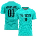 Black Soccer Aqua Custom Jersey Sublimation Uniform Black Soccer Aqua Custom Jersey Sublimation Uniform