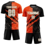 Uniform Pattern Custom Black Gold Soccer Graffiti Scratch Orange-Old White Sublimation Jersey