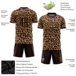 Gold Leopard Soccer Uniform Brown Brown-Old Jersey Sublimation Custom