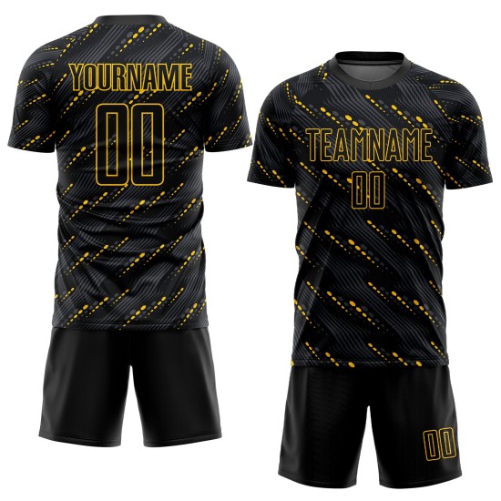 Uniform Jersey Black-Gold Custom Sublimation Soccer Black Uniform Jersey Black-Gold Custom Sublimation Soccer Black