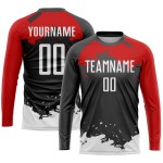 Jersey White-Red Uniform Black Sublimation Soccer Custom Jersey White-Red Uniform Black Sublimation Soccer Custom