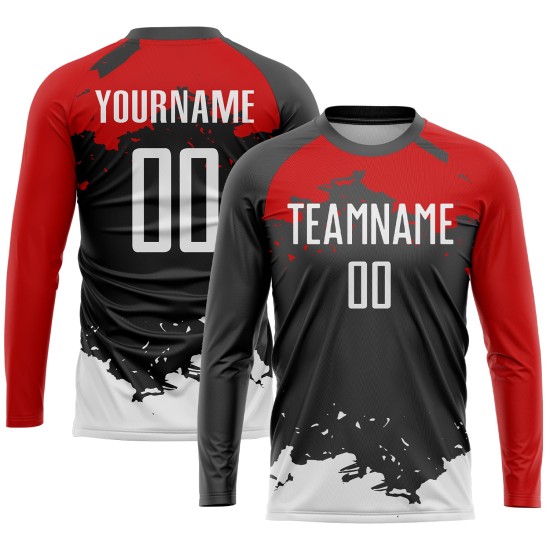 Jersey White-Red Uniform Black Sublimation Soccer Custom Jersey White-Red Uniform Black Sublimation Soccer Custom