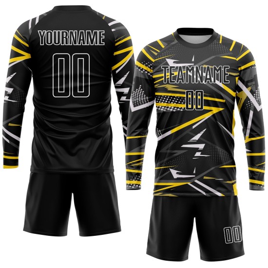 Black Jersey Soccer Sublimation Black-Gold Custom Uniform Black Jersey Soccer Sublimation Black-Gold Custom Uniform