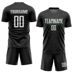 Soccer Black Custom Green Sublimation Jersey White-Neon Uniform Soccer Black Custom Green Sublimation Jersey White-Neon Uniform