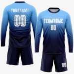 Custom Fashion White-Navy Jersey Fade Soccer Sublimation Uniform Blue Light Custom Fashion White-Navy Jersey Fade Soccer Sublimation Uniform Blue Light