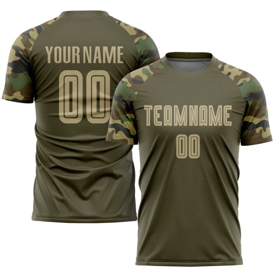Soccer Service Vegas Sublimation To Uniform Jersey Custom Olive Gold-Camo Salute Soccer Service Vegas Sublimation To Uniform Jersey Custom Olive Gold-Camo Salute