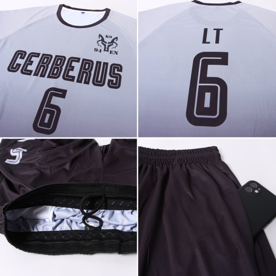 Custom Soccer Black Fashion Sublimation Fade Jersey Uniform Gray Custom Soccer Black Fashion Sublimation Fade Jersey Uniform Gray