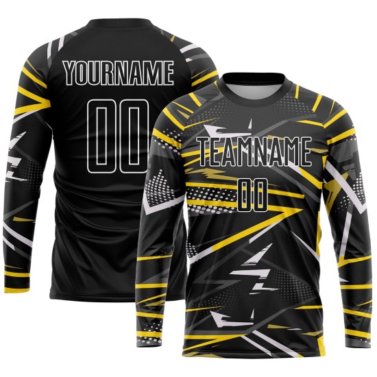 Black Jersey Soccer Sublimation Black-Gold Custom Uniform Black Jersey Soccer Sublimation Black-Gold Custom Uniform
