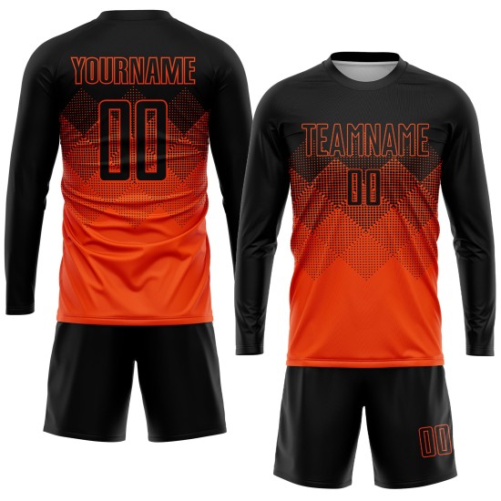 Black Gradient Custom Shape Orange Soccer Jersey Sublimation Square Uniform Black Gradient Custom Shape Orange Soccer Jersey Sublimation Square Uniform