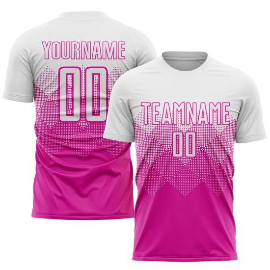 Soccer White Custom Deep Jersey Pink Sublimation Uniform Soccer White Custom Deep Jersey Pink Sublimation Uniform