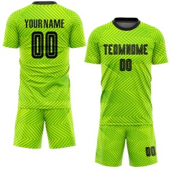 Soccer Black Jersey Neon Uniform Sublimation Custom Green Soccer Black Jersey Neon Uniform Sublimation Custom Green