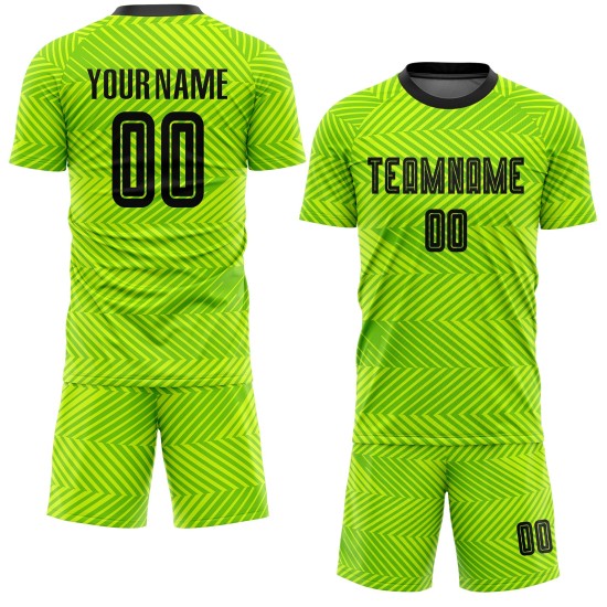 Soccer Black Jersey Neon Uniform Sublimation Custom Green Soccer Black Jersey Neon Uniform Sublimation Custom Green