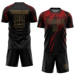 Uniform Black Custom Gold-Red Old Sublimation Jersey Black Soccer
