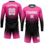 Uniform Custom Fade White-Black Sleeve Jersey Long Sublimation Fashion Soccer Pink Uniform Custom Fade White-Black Sleeve Jersey Long Sublimation Fashion Soccer Pink