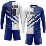 Soccer Graffiti Sublimation Jersey Gold Scratch White-Old Pattern Uniform Custom Royal Soccer Graffiti Sublimation Jersey Gold Scratch White-Old Pattern Uniform Custom Royal