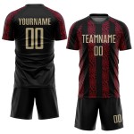 Soccer Sublimation Uniform Vegas Custom Black Gold-Red Jersey