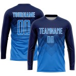 Navy Custom Sublimation Blue-White Jersey Uniform Powder Soccer Navy Custom Sublimation Blue-White Jersey Uniform Powder Soccer