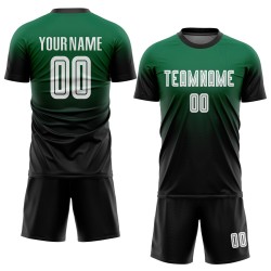 Custom Kelly Green Sublimation White-Black Jersey Soccer Fashion Uniform Fade Custom Kelly Green Sublimation White-Black Jersey Soccer Fashion Uniform Fade