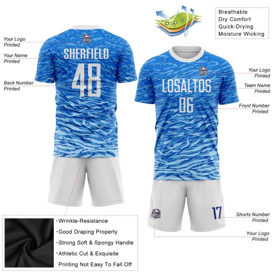White Soccer Uniform Sublimation Royal Custom Jersey White Soccer Uniform Sublimation Royal Custom Jersey