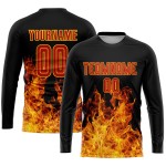 Custom Jersey Sublimation Soccer Uniform Flame Red-Gold Black Custom Jersey Sublimation Soccer Uniform Flame Red-Gold Black