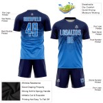 Navy Custom Sublimation Blue-White Jersey Uniform Powder Soccer Navy Custom Sublimation Blue-White Jersey Uniform Powder Soccer