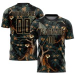 Old Sublimation Custom Tiger And Jersey Peacock Uniform Black Gold Soccer Old Sublimation Custom Tiger And Jersey Peacock Uniform Black Gold Soccer