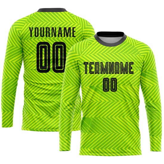Soccer Black Jersey Neon Uniform Sublimation Custom Green Soccer Black Jersey Neon Uniform Sublimation Custom Green