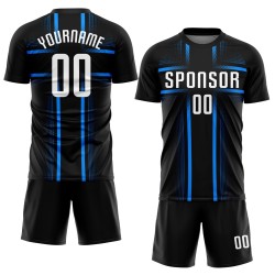White-Light Black Uniform Jersey Blue Sublimation Custom Soccer White-Light Black Uniform Jersey Blue Sublimation Custom Soccer