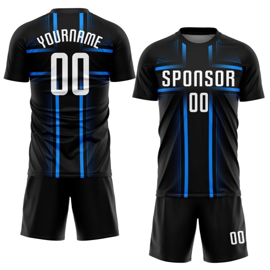 White-Light Black Uniform Jersey Blue Sublimation Custom Soccer White-Light Black Uniform Jersey Blue Sublimation Custom Soccer